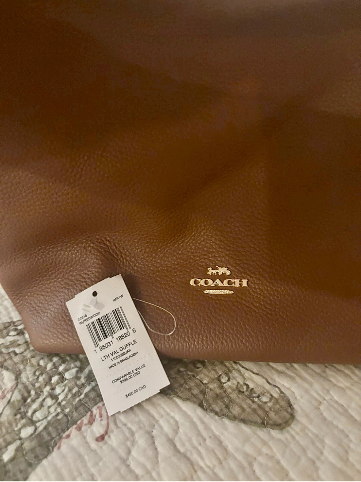 COACH Bolso de Hombro en Cuero Pebbled – Saddle Brown
