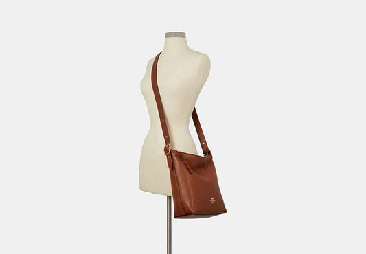 COACH Bolso de Hombro en Cuero Pebbled – Saddle Brown