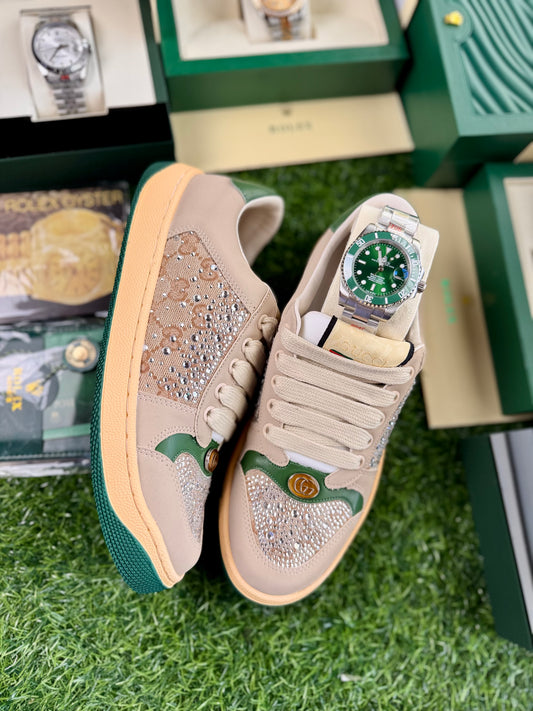 green sneakers