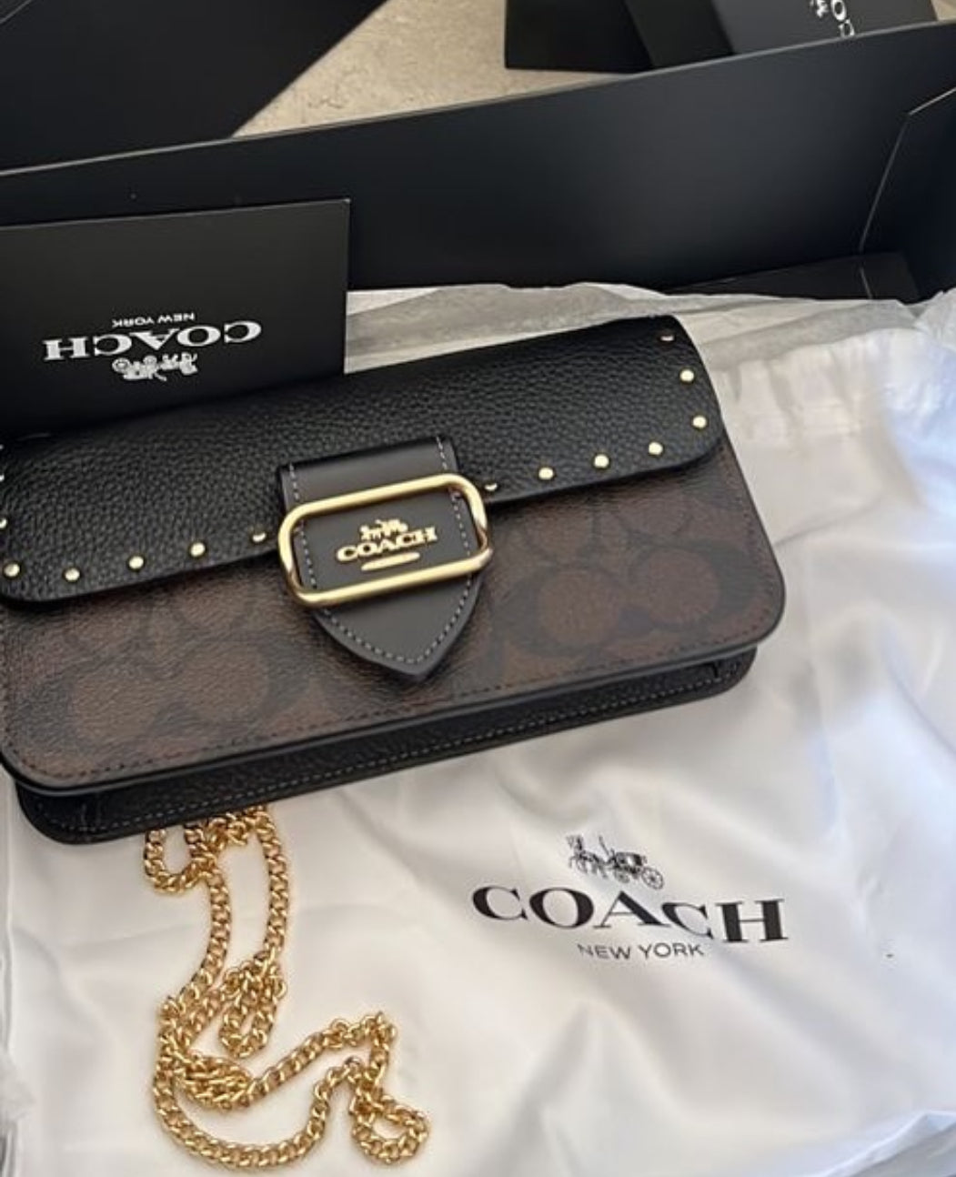 Bolso Coach bicolor negro/marrón