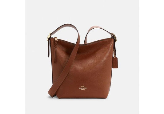 COACH Bolso de Hombro en Cuero Pebbled – Saddle Brown