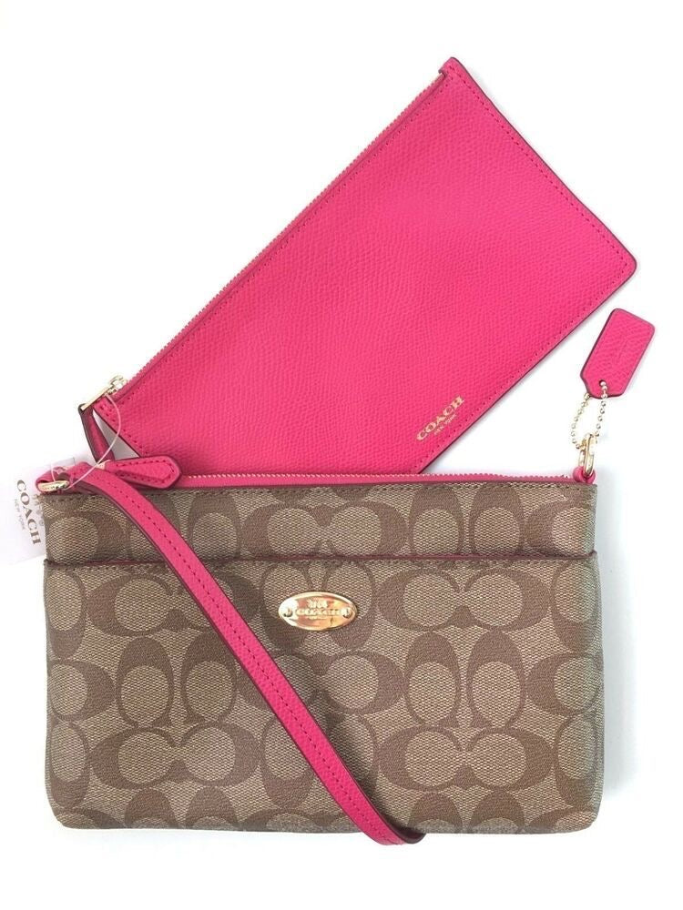 Bolso de Mano Coach Signature Caqui, Rubí y Rosa